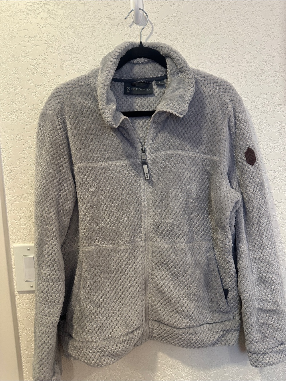 Free Country Light Gray Teddy Sherpa Zip Jacket